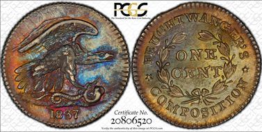 1837 NY 1C HT-268, Feuchtwanger's MS63