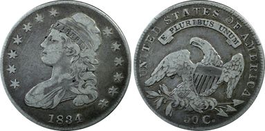 1834 50C O-115 Sm Date, Sm Letters VF30