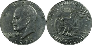 1974-D $1 AU58