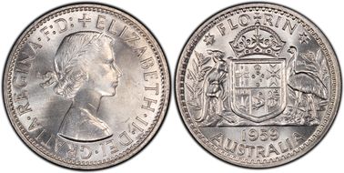 1959(m) Florin KM-60  Ag MS64