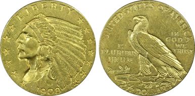 1908 $2.50 AU58