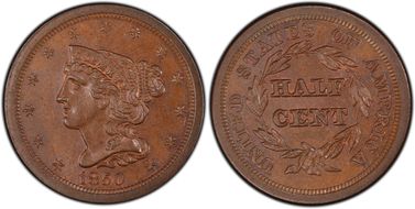 1850 1/2C MS64BN