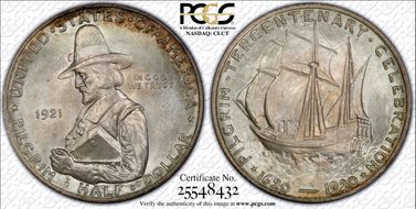 1921 50C Pilgrim MS67+