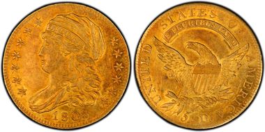 1808 $5 AU58