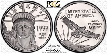 1997-W $10 Statue of Liberty PR70DCAM