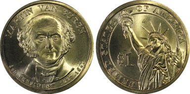 (2008) $1 Missing Edge Lettering Van Buren - Satin Finish SP67