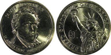 (2010) $1 Missing Edge Lettering James Buchanan, Satin Finish SP66