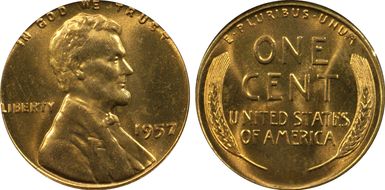 1957 1C MS65RD