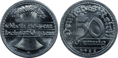 1922-G 50 Pfg J-301 MS65