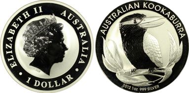 2012-P $1 Kookaburra Ag First Strike MS70