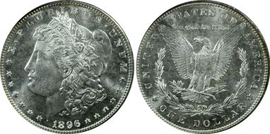 1896 $1 VAM 20, Bar 6 MS65PL