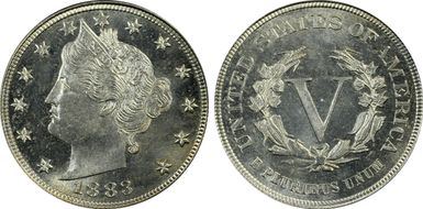 1883 5C No CENTS MS64