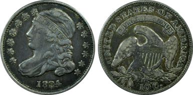 1834 10C Small 4 VF30