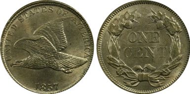 1857 1C Flying Eagle MS65+