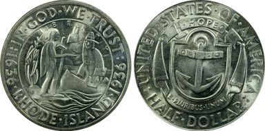 1936-D 50C Rhode Island MS65