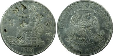 1874 T$1 Chopmarked N1