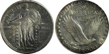 1917-S 25C Type 1 AU53FH