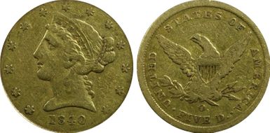 1840-O $5 VF25