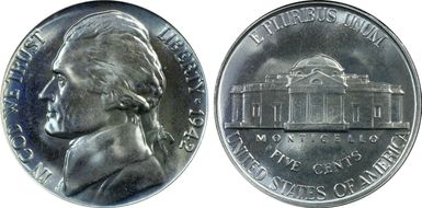 1942 5C Nickel PR66