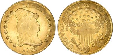 1799 $10 Small Stars Obverse AU58