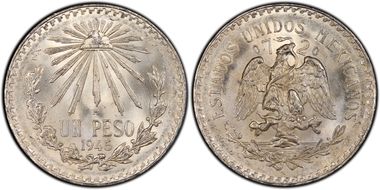 1945-M Peso KM-455 Ag MS65