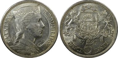 1929 5 Lat KM-9  Ag N1