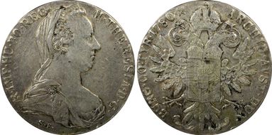 "1780"-S.F. Thaler Restrike (1853-Present) AU50