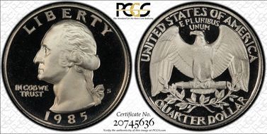 1985-S 25C PR70DCAM