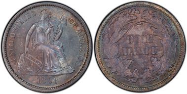 1861 10C MS65