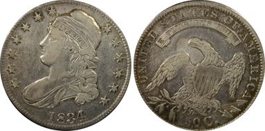 1834 50C O-105, Lg Date, Sm Letters N1