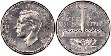 1951 5C Nickel Bicentennial MS64