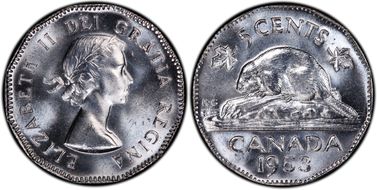 1953 5C No Strap, Far Leaf MS65+