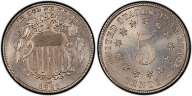 1883 5C Shield - Overdate FS-305 MS64+