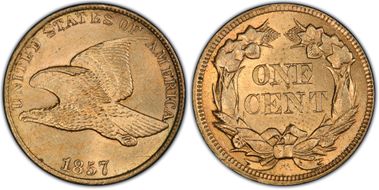 1857 1C Flying Eagle MS64