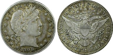 1908-O 25C XF45
