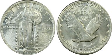 1917-S 25C Type 2 MS64