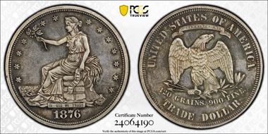 1876 T$1 TDV-17, Type I/II, Recut Finger PR58