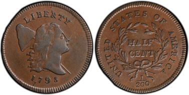 1795 1/2C LE, Punctuated Date AU55BN