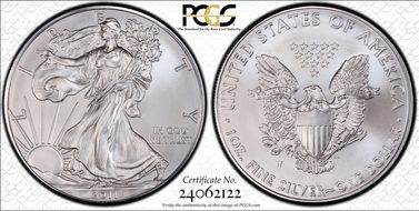 2011-W $1 Burnished Silver Eagle 25th Anniversary Set First Strike SP70