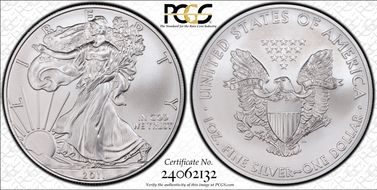 2011 $1 Silver Eagle 25th Anniversary Set First Strike MS70