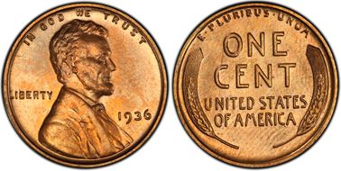 1936 1C Satin PR65RD