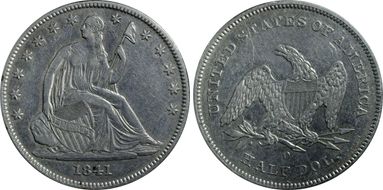 1841-O 50C WB-3, Medium O XF40