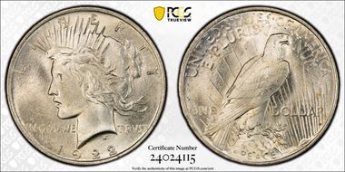 1922 $1 VAM 5C, TDR, Eroded Face MS65
