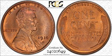 1914-D 1C MS65+ RD