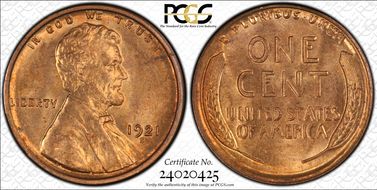 1921-S 1C MS65RD