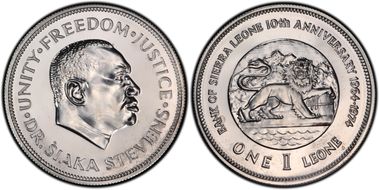 1974 Leone 10th Ann. of Bank KM-26b PR66