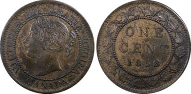 1858 1C ↑↑ Bronze, Broken Vine XF45BN