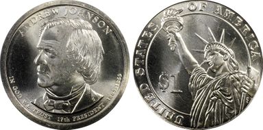 2011-P $1 Weak Edge Lettering Johnson, Position A MS66+