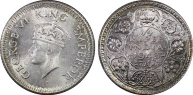 1943(C) 1/4 Rup SW-9.86 MS64+