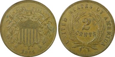 1864 2C Large Motto AU58BN